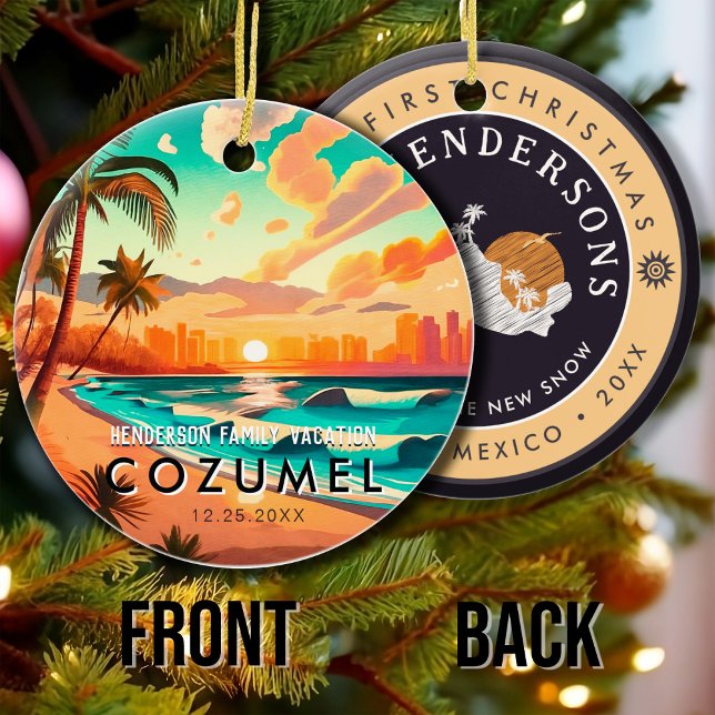 Ornamento De Cerâmica Cozumel Mexico Palm Tree Souvenir (Criador carregado)