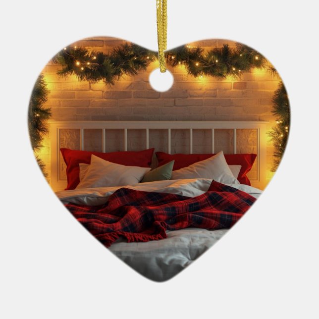 Ornamento De Cerâmica Cozy Christmas Bedroom Ornament | Warm Holiday (Frente)