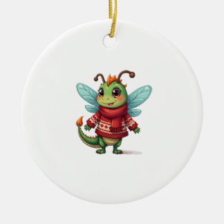 Ornamento De Cerâmica Cozy Christmas Dragonfly