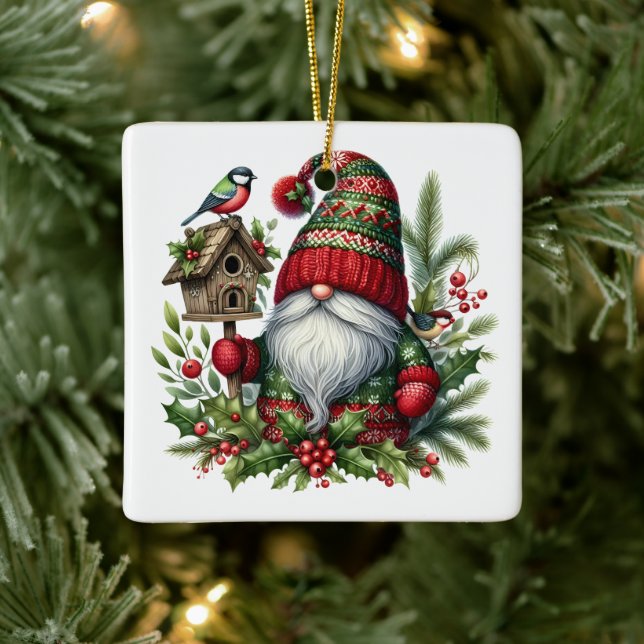 Ornamento De Cerâmica Cozy Christmas Gnome Art – Festive Holiday (Árvore)