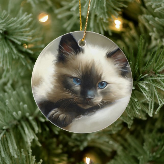 Ornamento De Cerâmica Cozy Companion Siamese Kitten (Árvore)
