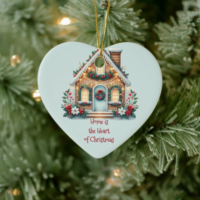Ornamento De Cerâmica Cozy Gingerbread House Holiday Illustration (Árvore)