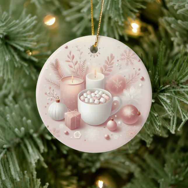 Ornamento De Cerâmica Cozy Holiday Soft Pastel - Rosa (Árvore)