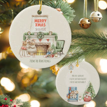 Cozy Watercolor Mice Vintage Family Christmas Fire