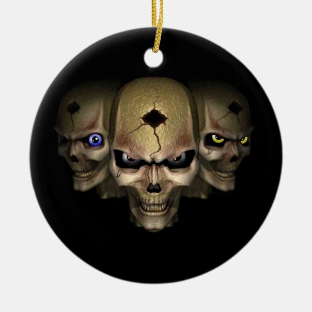 Ornamento De Cerâmica Cr�nes aos olhos fluorescentes - (Frente)