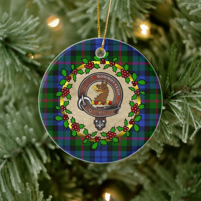 Ornamento De Cerâmica Crachá Baird Clan & Tartan Personalizado Xmas (Árvore)