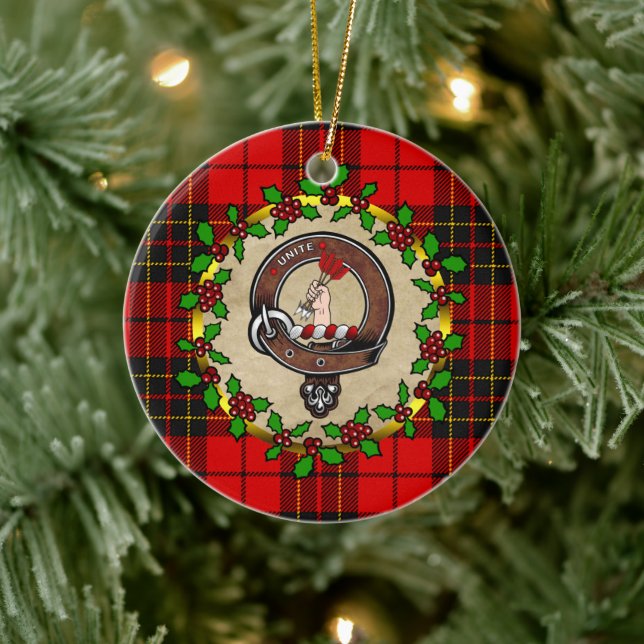 Ornamento De Cerâmica Crachá Brodie Clan & Tartan Personalizado Xmas (Árvore)