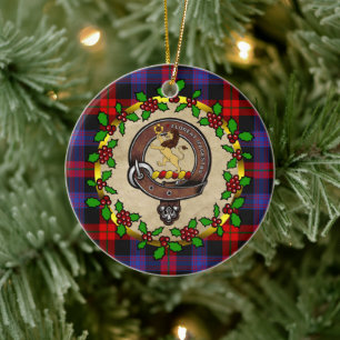 Ornamento De Cerâmica Crachá Clã Brown/Broun & Tartan Personalizado Xmas