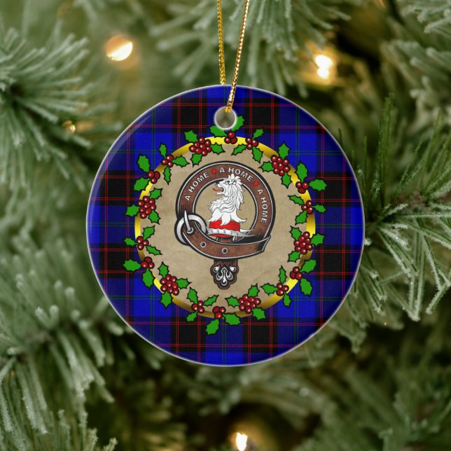 Ornamento De Cerâmica Crachá de Clã Hume/Home & Tartan Personalizado Xma (Árvore)