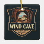 Ornamento De Cerâmica Crachá de Ilustração do Parque Nacional das Cavern<br><div class="desc">Vento Caverna vetor trabalho de arte design. A caverna é reconhecida como o sistema de cavernas mais densas do mundo.</div>