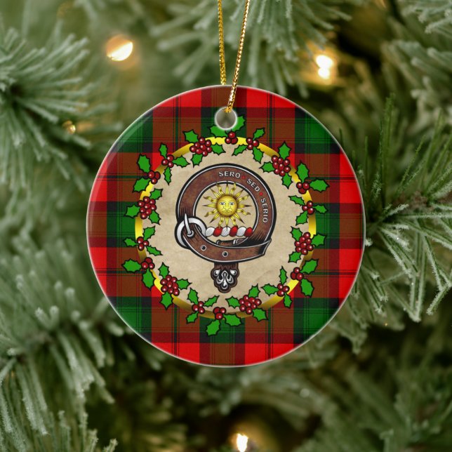 Ornamento De Cerâmica Crachá Kerr Clan & Tartan Personalizado Xmas (Árvore)
