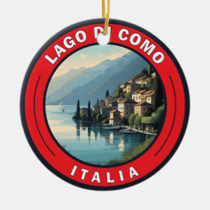 Ornamento De Cerâmica Crachá Lago de Como Itália