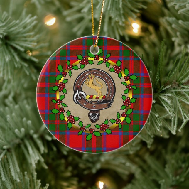 Ornamento De Cerâmica Crachá MacKintosh e Tartan Natal Personalizado (Árvore)
