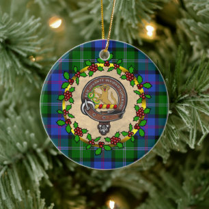 Ornamento De Cerâmica Crachá MacThomas e Tartan Natal Personalizado