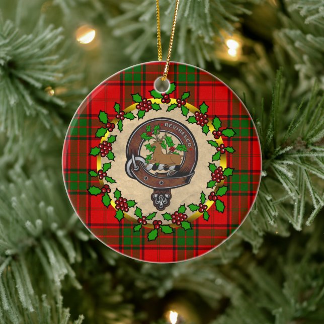Ornamento De Cerâmica Crachá Maxwell Clan e Tartan Natal Personalizado (Árvore)