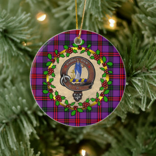 Ornamento De Cerâmica Crachá Montgomery e Natal Personalizado do Tartan