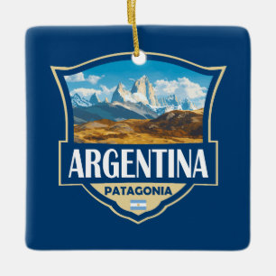 Ornamento De Cerâmica Crachá Retro de Ilustração da Argentina