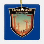 Ornamento De Cerâmica Crachá Viagem da Avenida Baobab Madagascar<br><div class="desc">Avenida do design de arte vetorial dos Baobás. A Avenida dos Baobás,  ou Beco dos Baobás,  é um grupo proeminente de baobás da GrCandidate que faz parte da estrada não pavimentada nº 8,  entre Morondava e Belon'i Tsiribihina.</div>