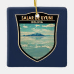 Ornamento De Cerâmica Crachá Viagem de Arte Salar de Uyuni Bolivia<br><div class="desc">Salar de Uyuni num estilo de arte vetorial. Salar de Uyuni,  no meio dos Andes no sudoeste da Bolívia,  é o maior apartamento salgado do mundo.</div>
