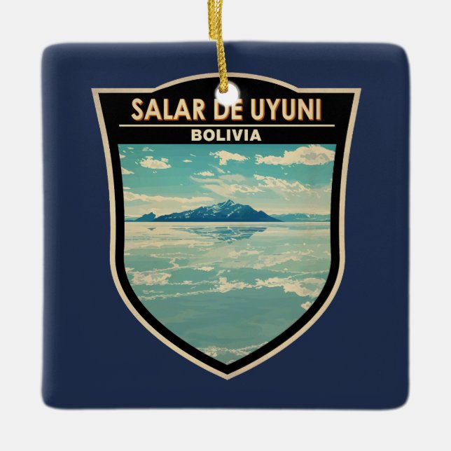 Ornamento De Cerâmica Crachá Viagem de Arte Salar de Uyuni Bolivia (Frente)