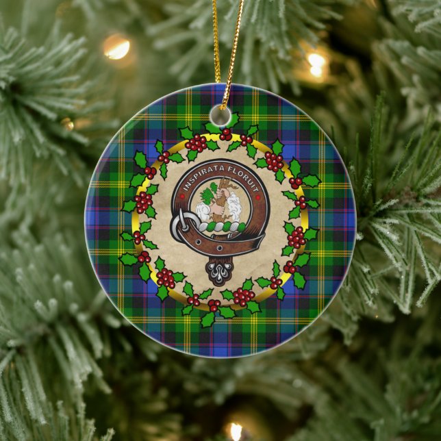 Ornamento De Cerâmica Crachá Watson Clan & Tartan Personalizado Xmas (Árvore)