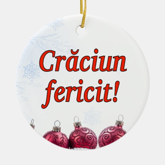 Ornamento De Cerâmica Crăciun fericit! Feliz Natal no rf romeno (Frente)