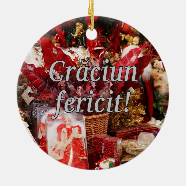 Ornamento De Cerâmica Crăciun fericit! Feliz Natal no wf romeno (Traseira)