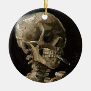 Ornamento De Cerâmica Crânio com arte ardente de Vincent van Gogh do