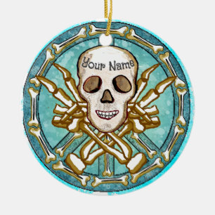 Ornamento De Cerâmica Cranio de Esqueleto da Paz