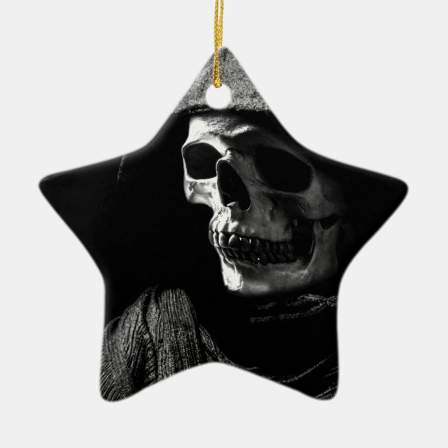 Ornamento De Cerâmica Crânio de Grim Reaper (Frente)