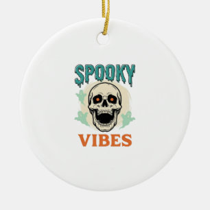 Ornamento De Cerâmica Crânio de Halloween Vibrações Assustadoras Horror