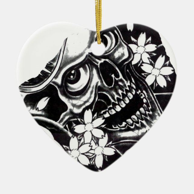 Ornamento De Cerâmica Crânio de tatuagem (Frente)