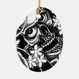 Ornamento De Cerâmica crânio de tatuagem japonesa