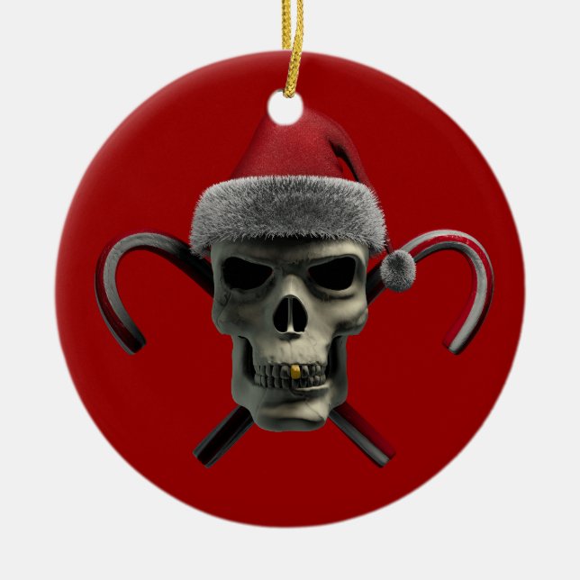 Ornamento De Cerâmica Crânio do Xmas (Frente)