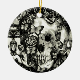 Ornamento De Cerâmica Crânio gótico do laço do Victorian