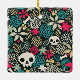 Ornamento De Cerâmica Crânio nas flores
