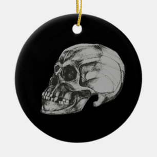 Ornamento De Cerâmica Cranio & Ossos Halloween