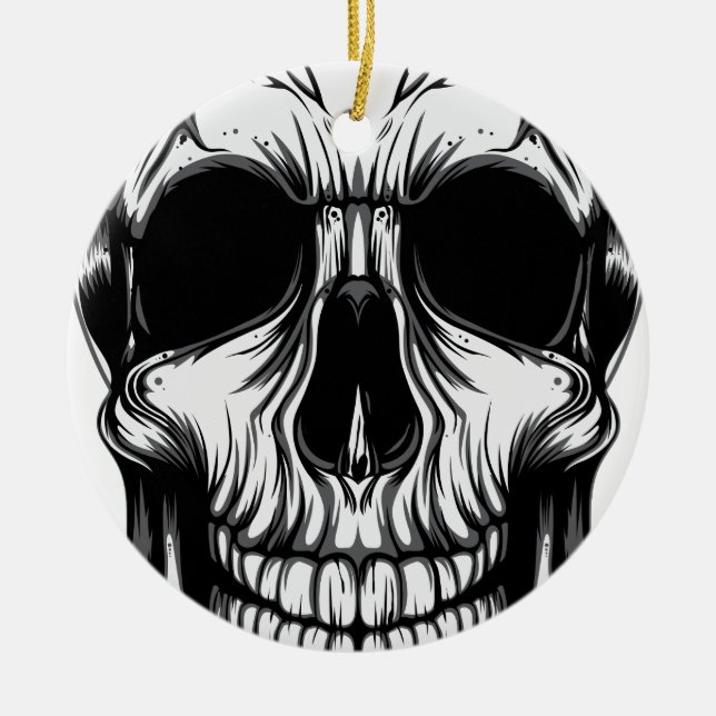 Ornamento De Cerâmica CRÂNIO PELA DESCARGA da ARTE (Frente)