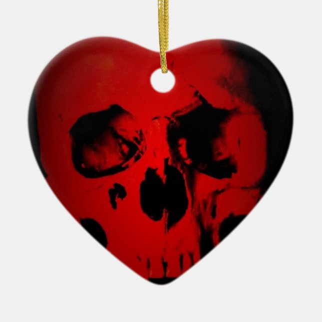 Ornamento De Cerâmica Crânio Vermelho (Frente)