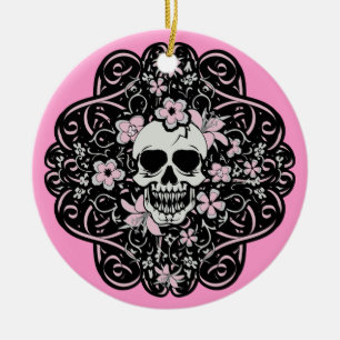 Ornamento De Cerâmica Cranio Vintage Feminino