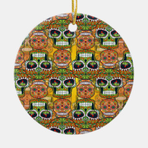 Ornamento De Cerâmica Crânios De Açúcar