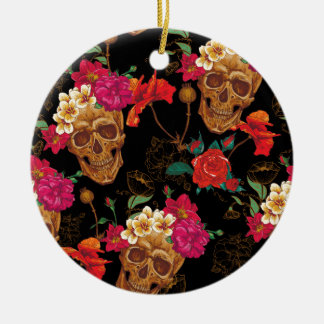 Ornamento De Cerâmica crânios florais