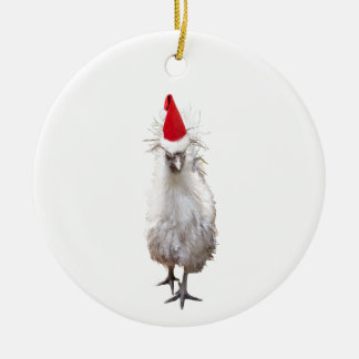 Ornamento De Cerâmica Crankie Silkie Bantam Chicken Santa Hat Natal