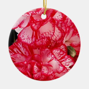 Ornamento De Cerâmica Cravos vermelhos e brancos - ROUND ORNAMENT