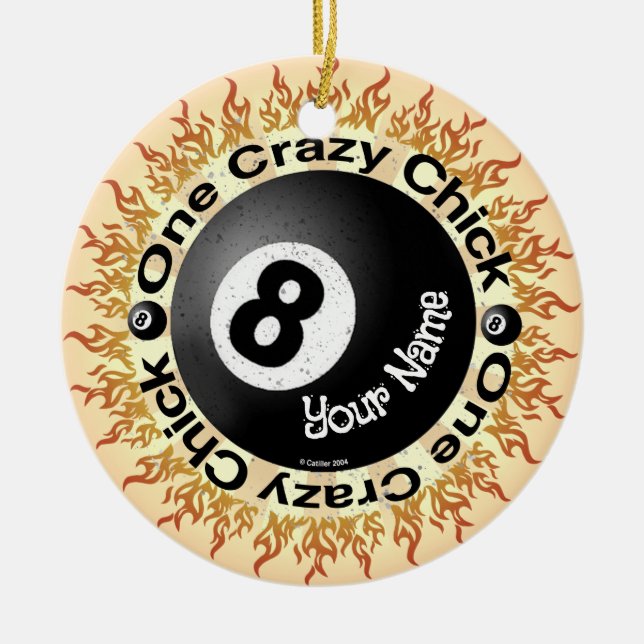 Ornamento De Cerâmica Crazy Chick Eightball  (Frente)