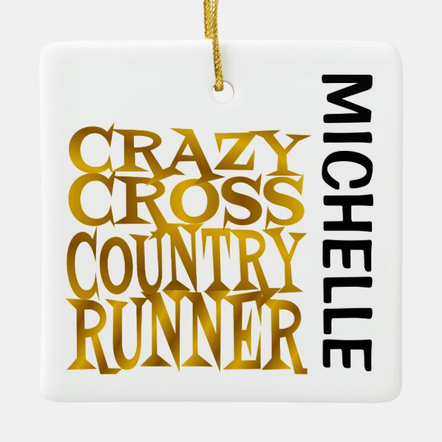 Ornamento De Cerâmica Crazy Cross Country Runner CUSTOM (Frente)