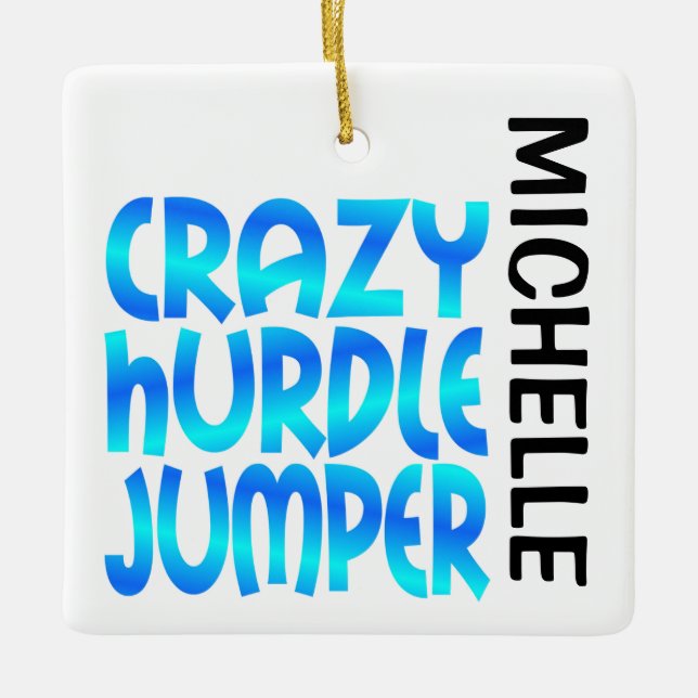 Ornamento De Cerâmica Crazy Hurdle Jumper CUSTOM (Frente)