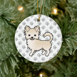 Ornamento De Cerâmica Cream Casaco Chihuahua Cartoon Cão e patas
