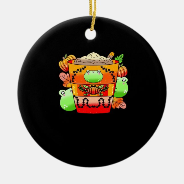 Ornamento De Cerâmica Creamy Pumpkin Spice Latte Season (Frente)