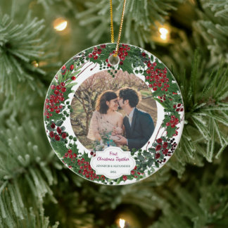 Ornamento De Cerâmica Create your own First Christmas Together photo
